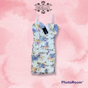 Floral Ruched Mini Dress